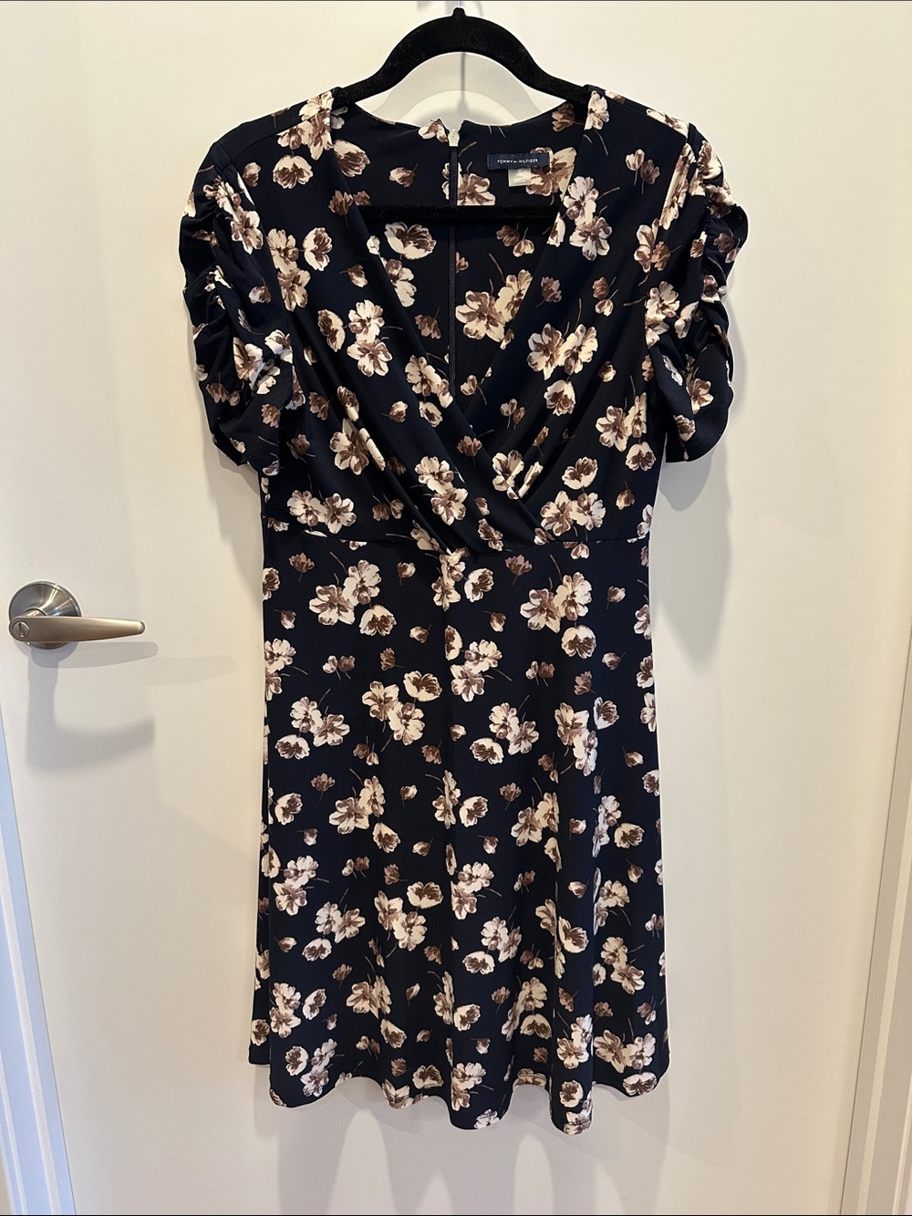 Tommy Hilfiger Navy Floral V-Neck Midi Dress